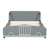 Full Size Car-Shaped Platform Bed with Wheels,Gray WF311753AAE