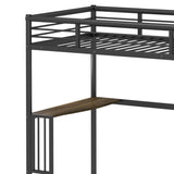 ZNTS Twin Metal Loft Bed with Desk, Ladder and Guardrails,bookdesk under bed , Black W1676105932