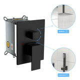 Dual Shower Head - 16 Inch Ceiling Mount Square Shower System with Rough-in Valve, Matte black W124381753