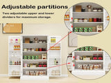 50" LED Kitchen Pantry Cabinet,Freestanding Buffet Cupboards Sideboard with 2 Doors with Racks and 2 W1120127335