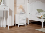 2-Drawer Nightstand for Bedroom, Mid Century Retro Bedside Table with Classic Design,White WF308187AAK