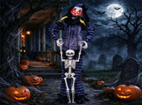 70" Life Size Animated Halloween Clown Prop with Lifted Skeleton, Glowing Red Eyes, Sound & Button 53279827