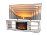 Silver Mirror Modern TV Stand with 18 Inch Fireplace Insert & Storage Shelves, Medium Density 94804754