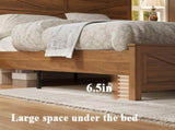 Queen size bed frame headboard with LED lights and charging station cushion platform bed frame, W636P566598
