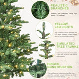 Artificial 7ft Green LED-lit Christmas Tree with 941PE/PVC Mixed Branch Tips,Hinged Premium & 75027859