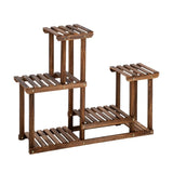4-Story 7-Seat Indoor And Outdoor Multi-Function Carbonized Wood Plant Stand 80504556