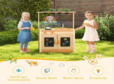 Kids Outdoor Mud Kitchen Playset, Realistic Stoves/Sink with Utensils & Chalkboard for Creative Play 72563983