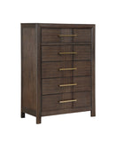 Modern Style 5-Drawer Chest Made with Wood in Walnut B009139181
