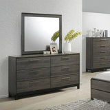 Ioana Antique Grey Wood 6-piece Queen Size Bedroom Set, Dresser, Mirror, 2 Night Stands , Chest T2574P202559