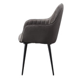 Dark Grey and Black Tufted Back Dining Chairs B062P182736
