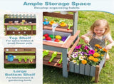 Kids Wooden Mud Kitchen Outdoor Play Set with Running Water Faucet, 15 Pcs Accessories Fir Wood 84711528
