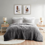 King/Cal King Ombre Shaggy Long Fur Comforter Mini Set B03595983