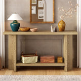 U_STYLE Vintage-Inspired and Ash Wood Veneer ConsoleTable with T-Leg Design,Suitable for N711P241289O