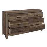 ZNTS Rustic Brown Finish 1pc Dresser Black Handles Wooden Funiture Rustic Style B011134415