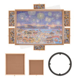 ZNTS 2000 Piece Puzzle Board with 6 Drawers and Cover, 40.2"x29.4" Rotating Wooden Jigsaw Puzzle Plateau, 89088505