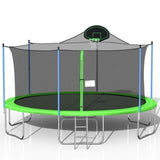 ZNTS 16FT Trampoline for Adults & Kids with Basketball Hoop, Outdoor Trampolines w/Ladder and Safety 81118415