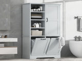 Bathroom Storage Cabinet with Doors and Drawers, Tilt-Out Laundry Hamper, Multiple Storage Space, 36301140
