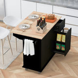 Kitchen Island with Drop Leaf, 53.9" Width Rolling Kitchen Cart on Wheels with Internal Storage Rack WF312383AAB