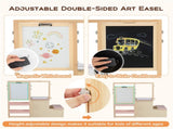 Kids Multifunctional Art Center with Double-Sided Easel, Wooden Art Table Bench Set for 3 Years, 15077509