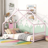 Twin Size Metal House Bed, Pink MF305886AAH