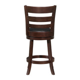 360-Degree Swivel Counter Height Chair Dark Cherry Finish Comfortable Footrest Solid Wood Dining B011P220994