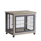 ZNTS Furniture Dog Cage Crate with Double Doors on Casters. Grey, 31.50'' W x 22.05'' D x 24.8'' H. 70138030