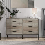 Wood Dresser with 6 Drawers, Wooden Storage Closet for Bedroom, Solid Clothes Cabinet with Sturdy 51437233
