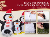 Christmas Inflatable Penguin Family, 5 LED Lights, 3-Penguin Design, Weatherproof Polyester, for 47067176