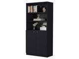 Sutton 2-Door Bookcase, Storage with Multi-Level Shelves and Double Door Design B128P176163