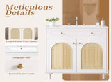30" Bathroom Vanity with Ceramic Sink, Solid Wood Frame Bathroom Sink Cabinet with Adjustable Shelf, N710P293988K