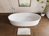 65" Freestanding Solid Surface Bathtub, Stone Resin Freestanding Bath Tub with Overflow and Pop-up W1573P180444