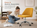 Comfy Office, Adjustable Swivel Desk with Wheels, Wide Seating, Modern Fabric Vanity 88815718