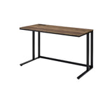 ZNTS Walnut and Black Writing Desk with USB Port B062P209215