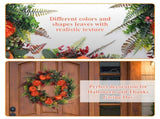 17.71 Inch Fall Artificial Wreath, PE Autumn Wreath with Pumpkins Berries and Leaves, Seasonal 44926603