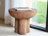 Iris Outdoor Patio Three-Legged Wood-Grain Round MGO Side Table, Brown N775P300880B