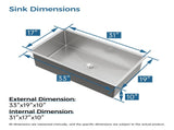 Kitchen Sink, 33x19 Drop In Single Bowl, Undermount Handmade Sink in Brushed Nickel, with US 31436810