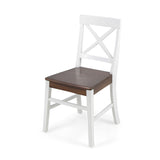 ZNTS Roshan Farmhouse Acacia Wood Dining Chairs, White / Walnut 21D x 17.75W x 35.5H Inch 62888.00WWALN