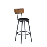 Long Bar Table Set with 3 PU Upholstered Bar Stools, Industrial Bar Table and Chairs for Kitchen W1668P147059