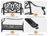 Patio Chairs Set of 2 - Stackable Outdoor Cast Aluminum Dining Chairs with Vintage Black Finish and 95547480