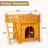 ZNTS 2-Story Wooden Feral Cat House Dog House for Outdoor and Indoor, Pet House with Stairs, Yellow 64064816