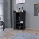 Farson Bar Cart with 2-Side Shelf, 6-Built In Wine Rack and Casters B128P176137