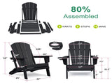 Folding Outdoor Adirondack Chair,HDPE All-weather Folding Fire Pit Chair, Ergonomic Design Patio W1889P408760