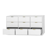 White 9 Drawer Dresser, 63" Large Deep Chest of, Wooden Dresser Storage Cabinet with 9 W409P307594