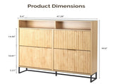 () 4-Compartment Flip-Up Drawer Shoe Cabinet with Grilles and 2 Drawers LED 19063139