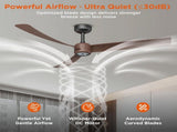 52 Inch Ceiling Fans with Lights Led Remote Control Low Profile Flush Mount for Living Room Bedroom 32111693