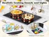 Kids Wooden Play Kitchen with Realistic Lights & Sounds, Pretend Ice Maker & Storage for Toddlers 90656532