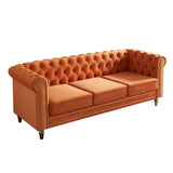 ZNTS Chesterfield Velvet Sofa 84.65 inch for Living Room ORANGE Color W579104833