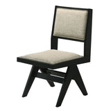 Contemporary Black Color 2pc Dining Side Chairs Light Gray Fabric Upholstered Chairs Arms Dining B011P286742