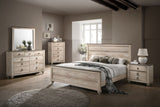 Imerland Contemporary White Wash Finish Bedroom Set, Queen Bed, Dresser, Mirror, Nightstand, Chest T2574P201559