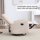 ZNTS Manual Recliner Chair with Rocker and Swivel in Fabric for Living Room, Beige W1803P252280